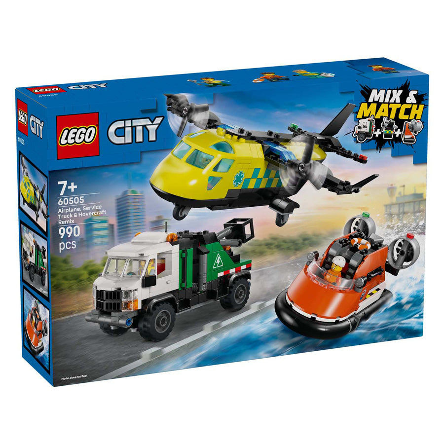 Lego city 60505 remezcla de avión, camión de servicio y aerodeslizador
