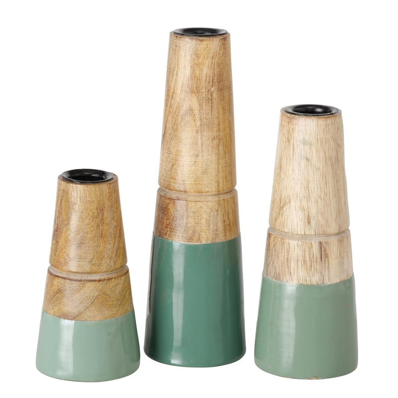 Boltze candeliere domestico hotou 3 pezzi in legno di mango verde