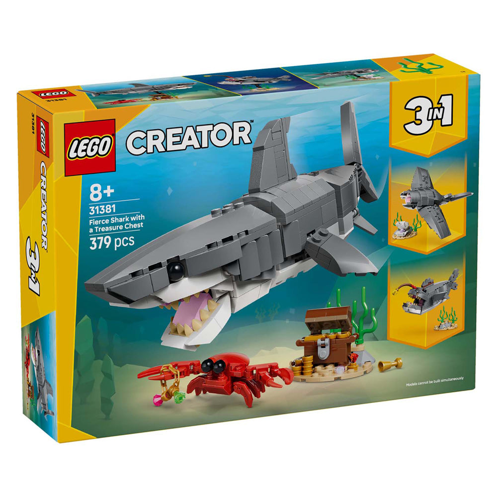 Lego creador 31381 tiburón feroz con cofre del tesoro