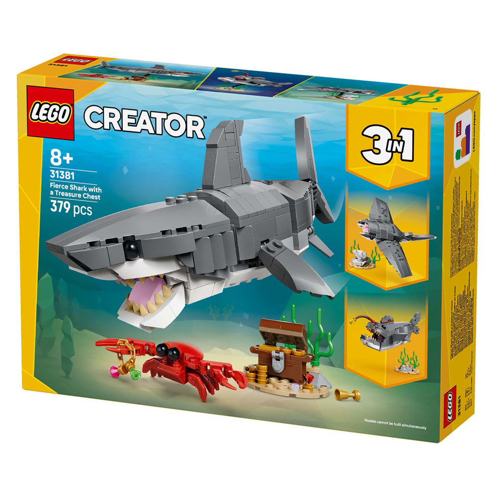 Lego creador 31381 tiburón feroz con cofre del tesoro