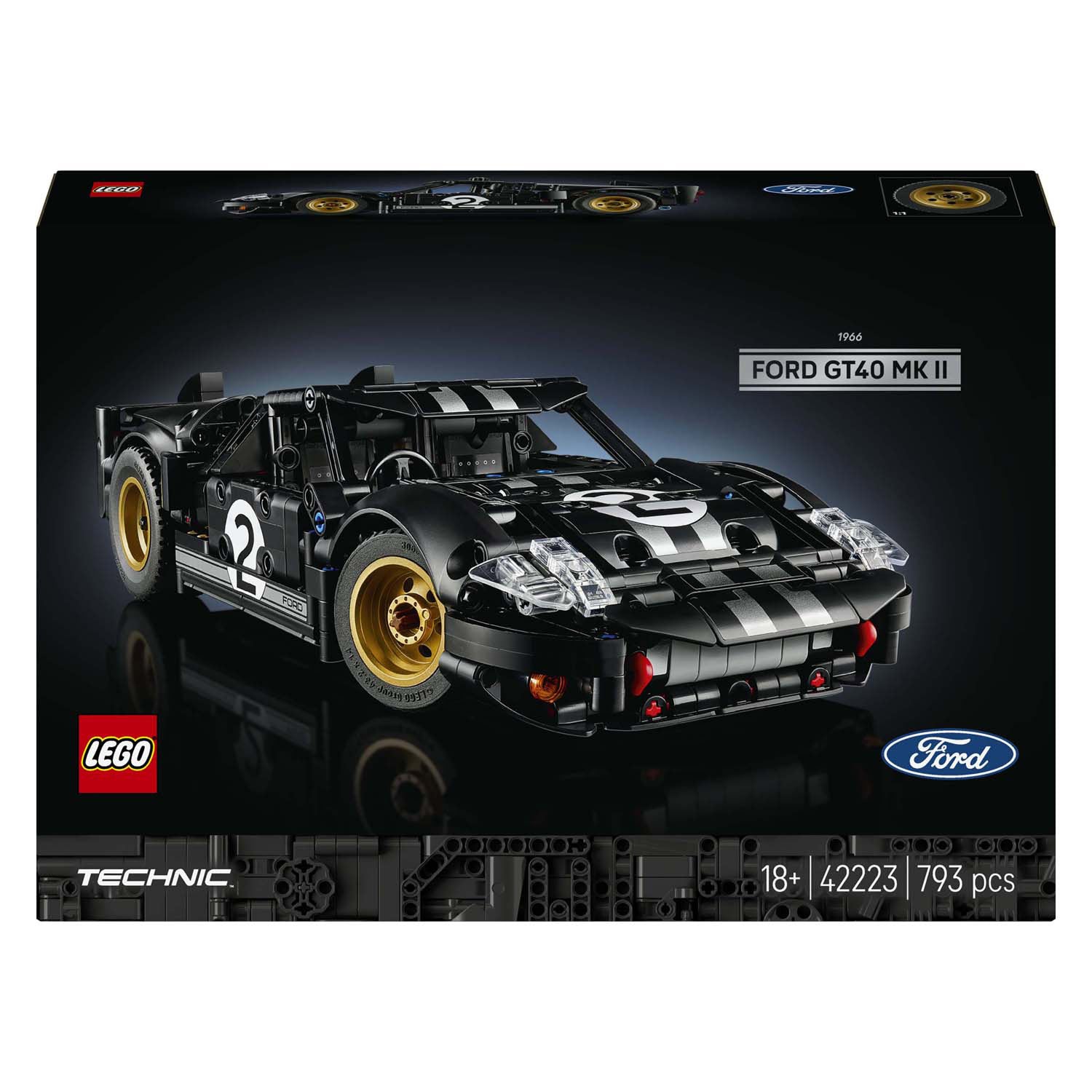 Lego 42223 technic 1966 ford gt40 mkii coche de carreras