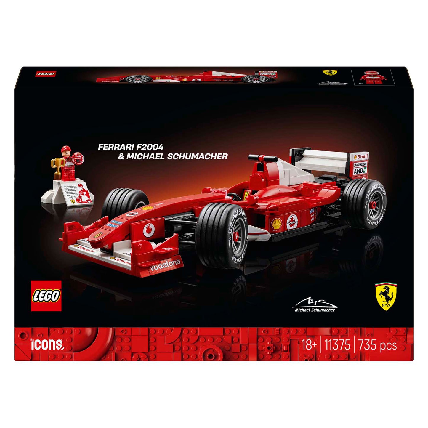 Icone Lego 11375 Ferrari F2004 e Michael Schumacher