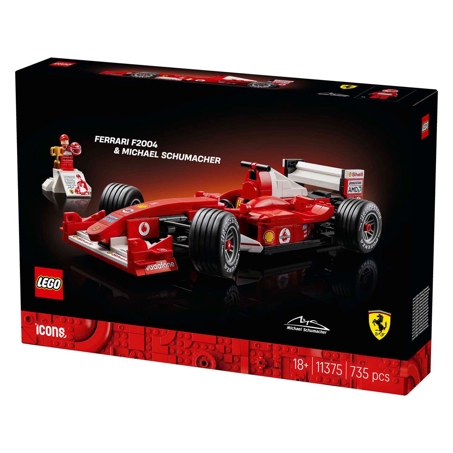 Icone Lego 11375 Ferrari F2004 e Michael Schumacher