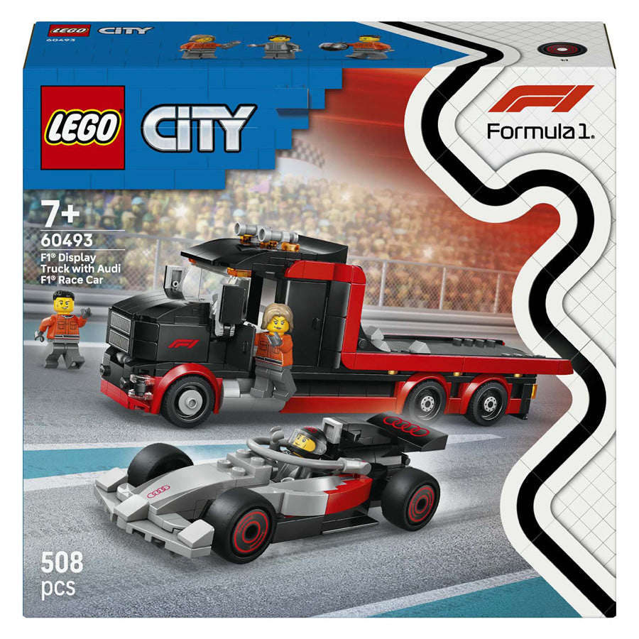 Lego city 60493 f1 displaytruck met audi f1 racewage
