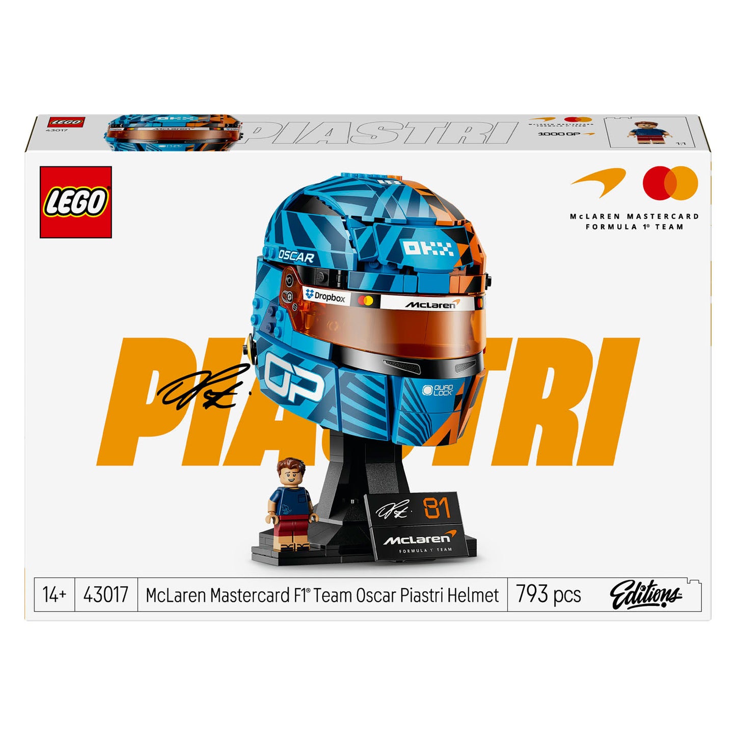 Edizioni Lego 43017 Casco McLaren Mastercard F1 Team di Oscar Piastri