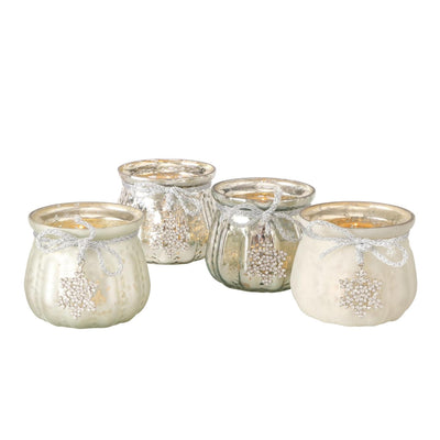 Portacandela Boltze Home in vetro con pendente glitterato