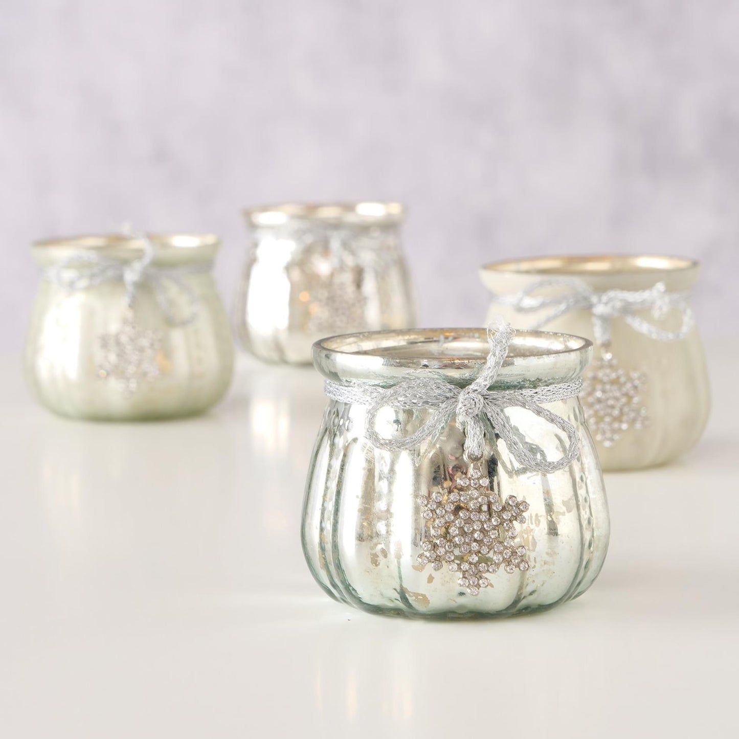 Boltze home portavelas de cristal con colgante de purpurina