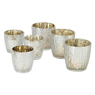 Boltze home portavelas de cristal plateado de 2 piezas.