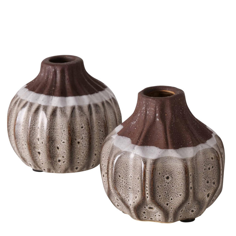 Boltze home jarrón malia h9cm cerámica marrón