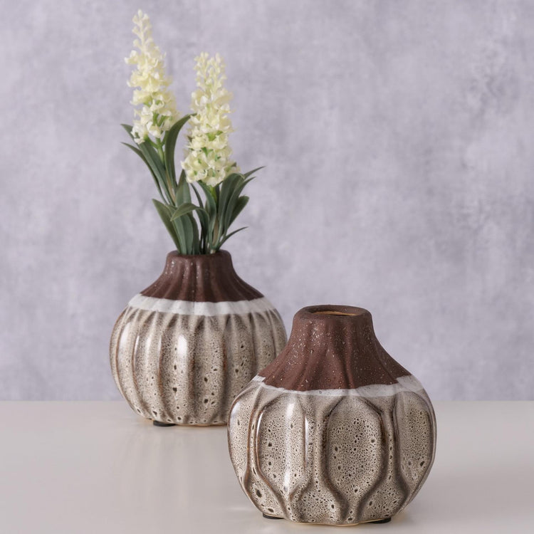 Boltze home jarrón malia h9cm cerámica marrón