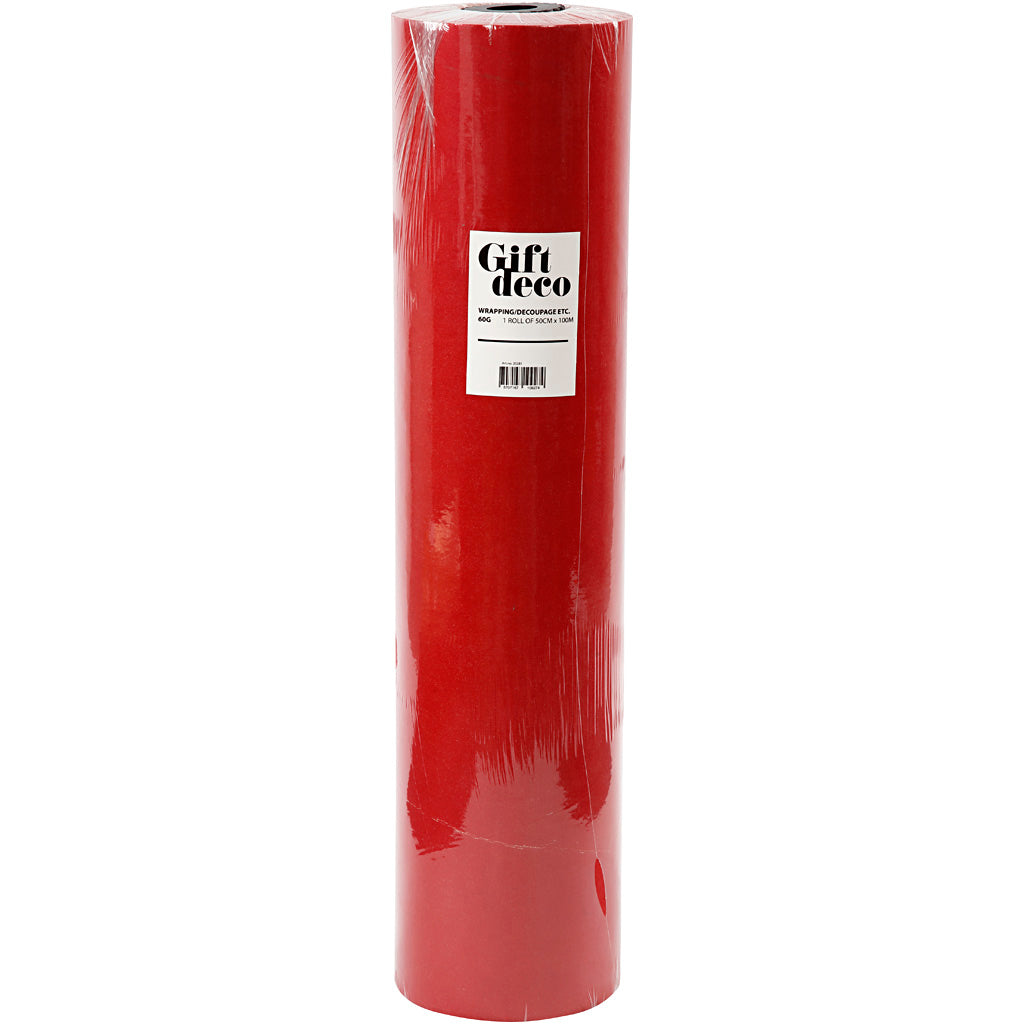 Vivi gade gift wrapping paper, w: 50 cm, 60 g, red, 100 m 1 roll