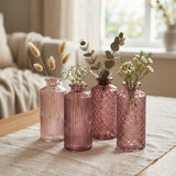 Boltze home vaas panja roze glas 4-delige set ø6xh14cm - afbeelding 2