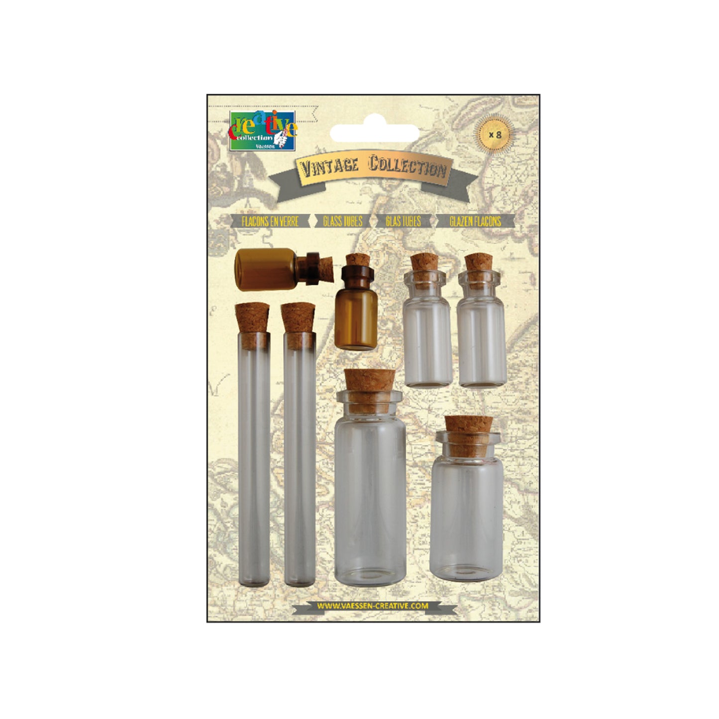 Vaessen creative • fiale vintage con tappo in sughero 8 pz