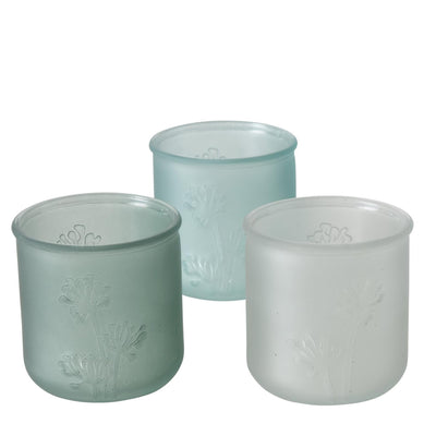 Portacandela Boltze Home in vetro smerigliato con stampa floreale