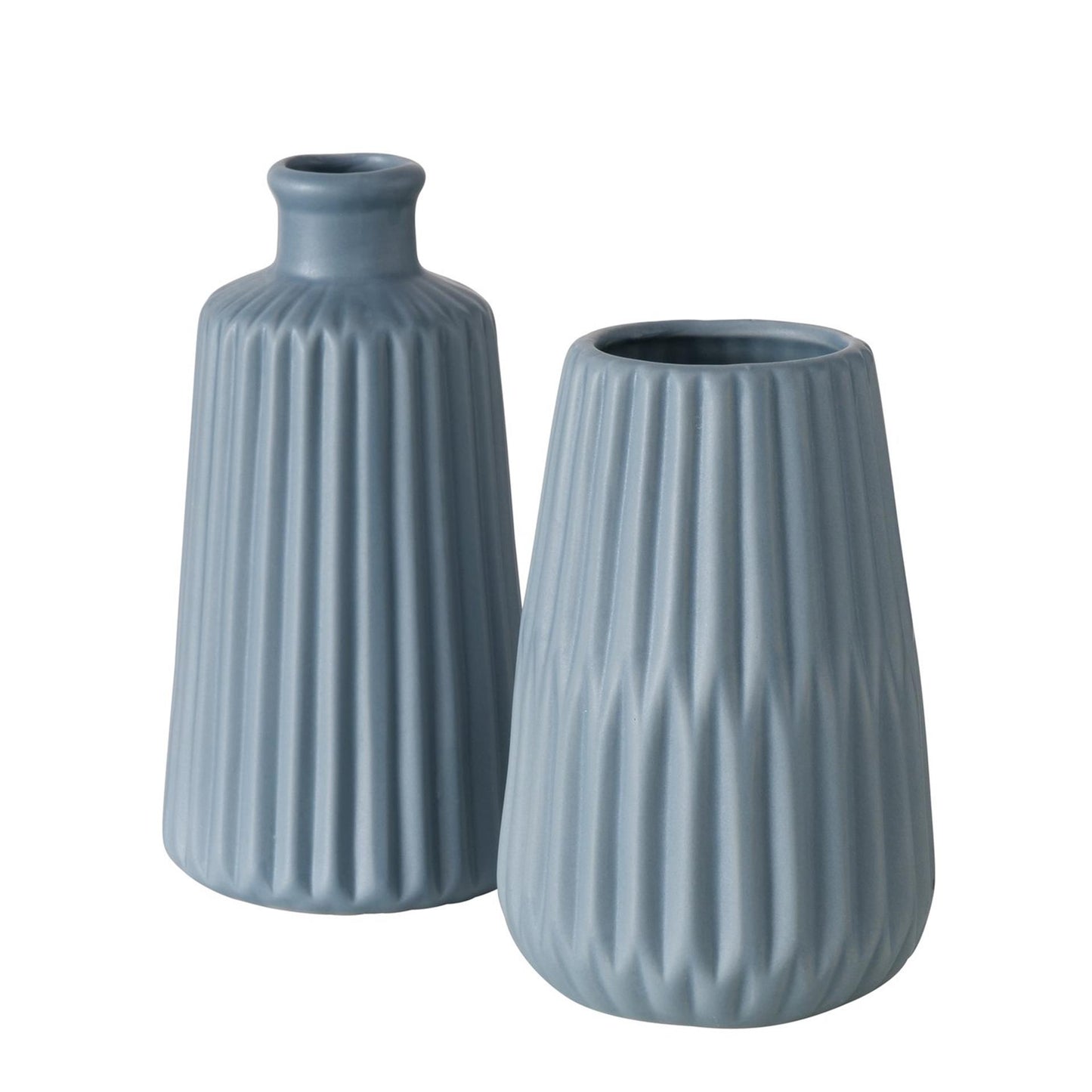 Boltze home vaso in porcellana rigata h18cm azzurro
