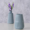 Boltze home vaso in porcellana rigata h18cm azzurro