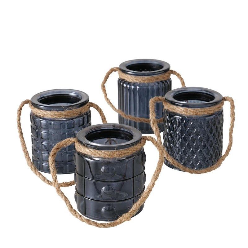 Portavelas Boltze home con asa de cuerda h8cm