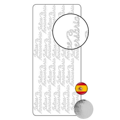 Vaessen creative • adesivo 10x23 cm 10 pezzi argento feliz anniversario