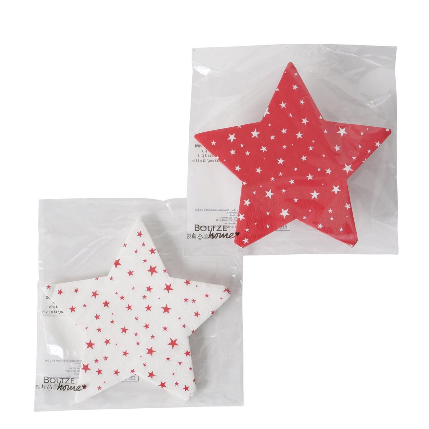 Boltze home servilletas en forma de estrella rojo blanco 12 piezas