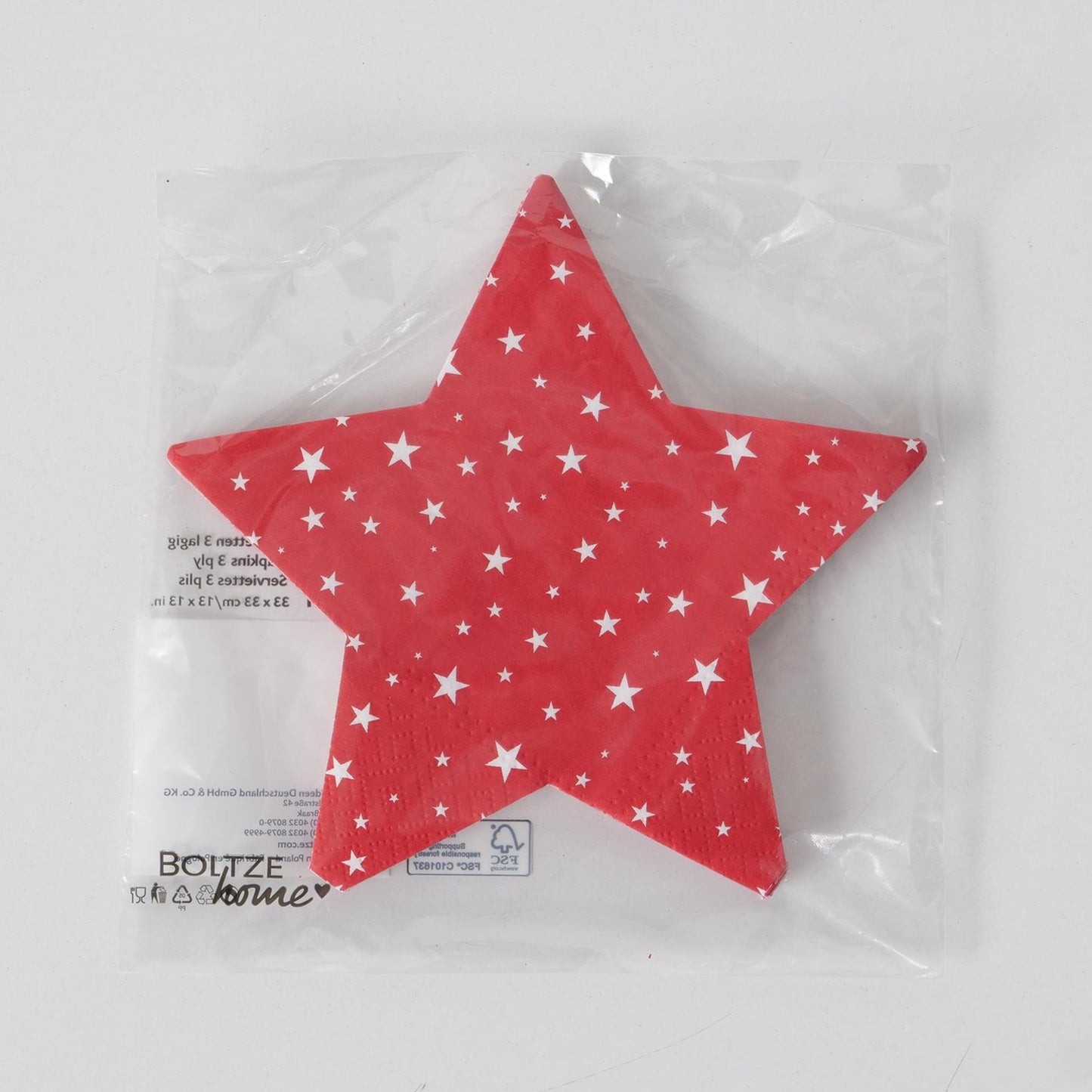 Boltze home servilletas en forma de estrella rojo blanco 12 piezas