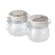 Boltze home voorraadpot homewood glas met keramieken klemdeksel met afbeelding van huisjes 450ml- h12cm dia10cm