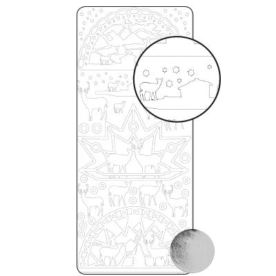 Vaessen creative • adesivo 10x23 cm 10 pezzi argento varie figure natalizie