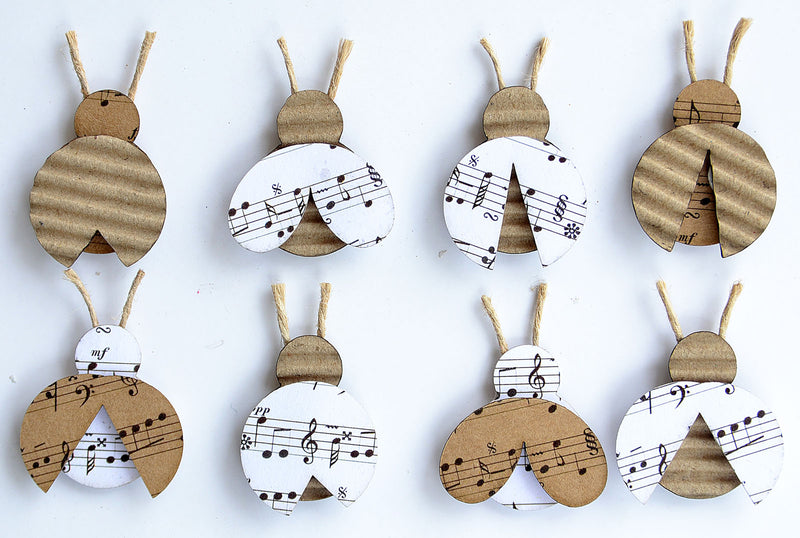 Vaessen creative • elementi creativi coccinelle kraft stampate in cartone ondulato 8 pezzi