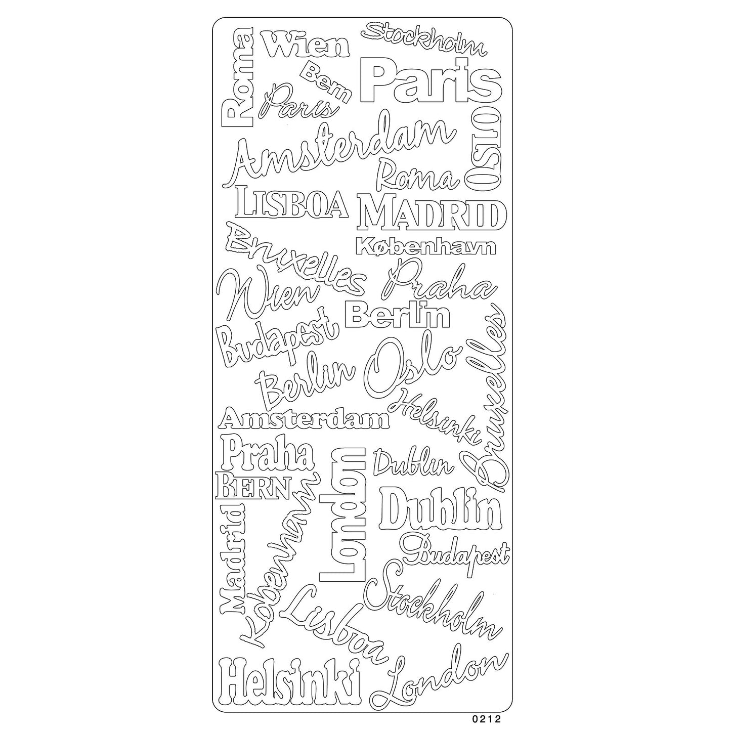 Vaessen creative • adesivo 10x23 cm 10 pezzi argento vari testi con stampa maiuscola