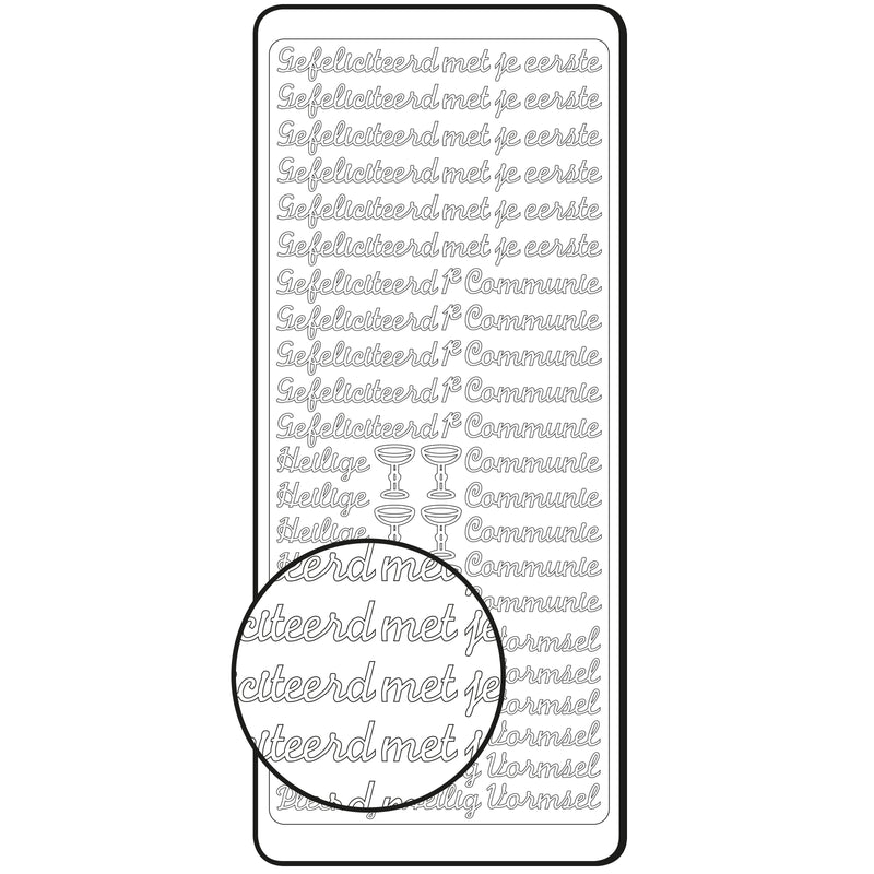 Vaessen creative • sticker 10x23cm 10pcs zilver communie-vormsel