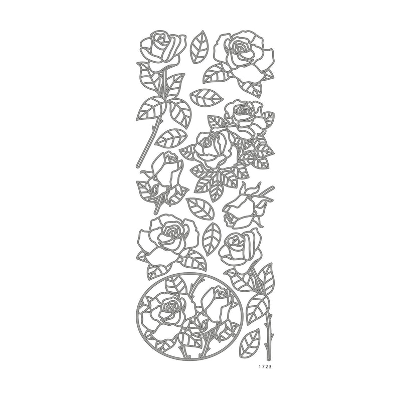Vaessen creative • sticker 10x23cm 10pcs zilver bloemen