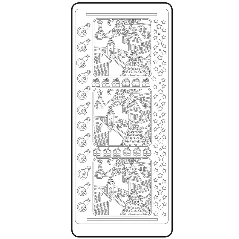 Vaessen creative • sticker 10x23cm 10pcs zilver kersttafereel