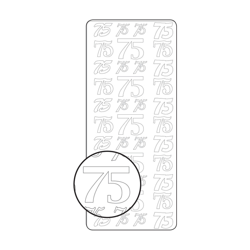 Vaessen creative • sticker 10x23cm 10pcs zilver cijfer 75