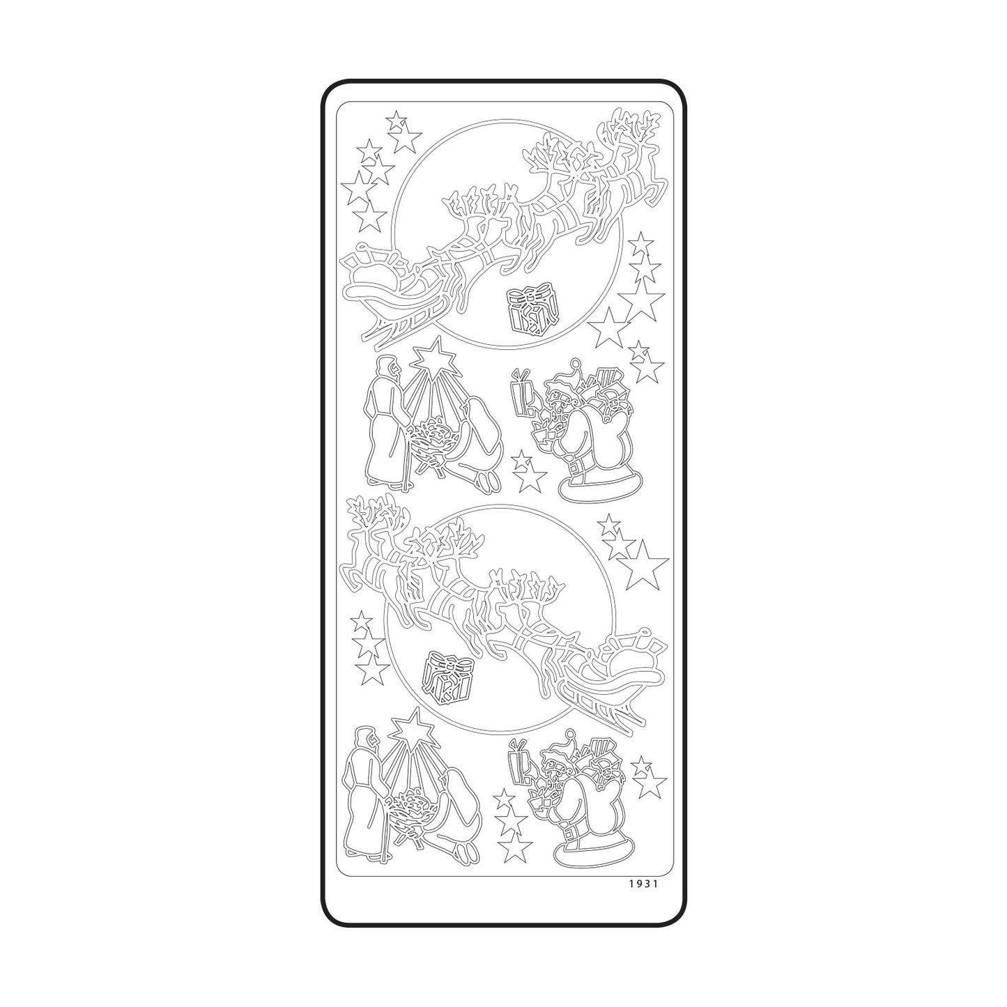 Vaessen creative • adesivo 10x23 cm 10 pezzi argento scena natalizia