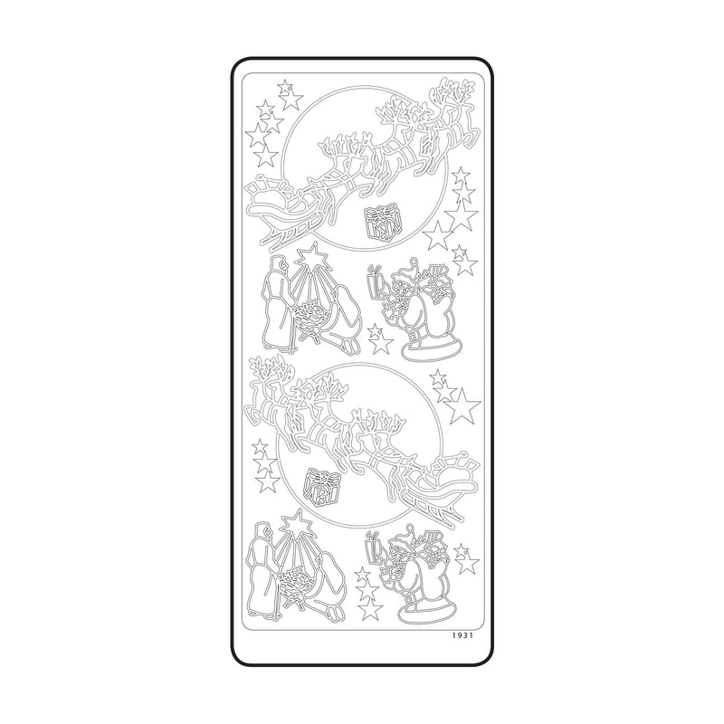Vaessen creative • sticker 10x23cm 10pcs zilver kersttafereel