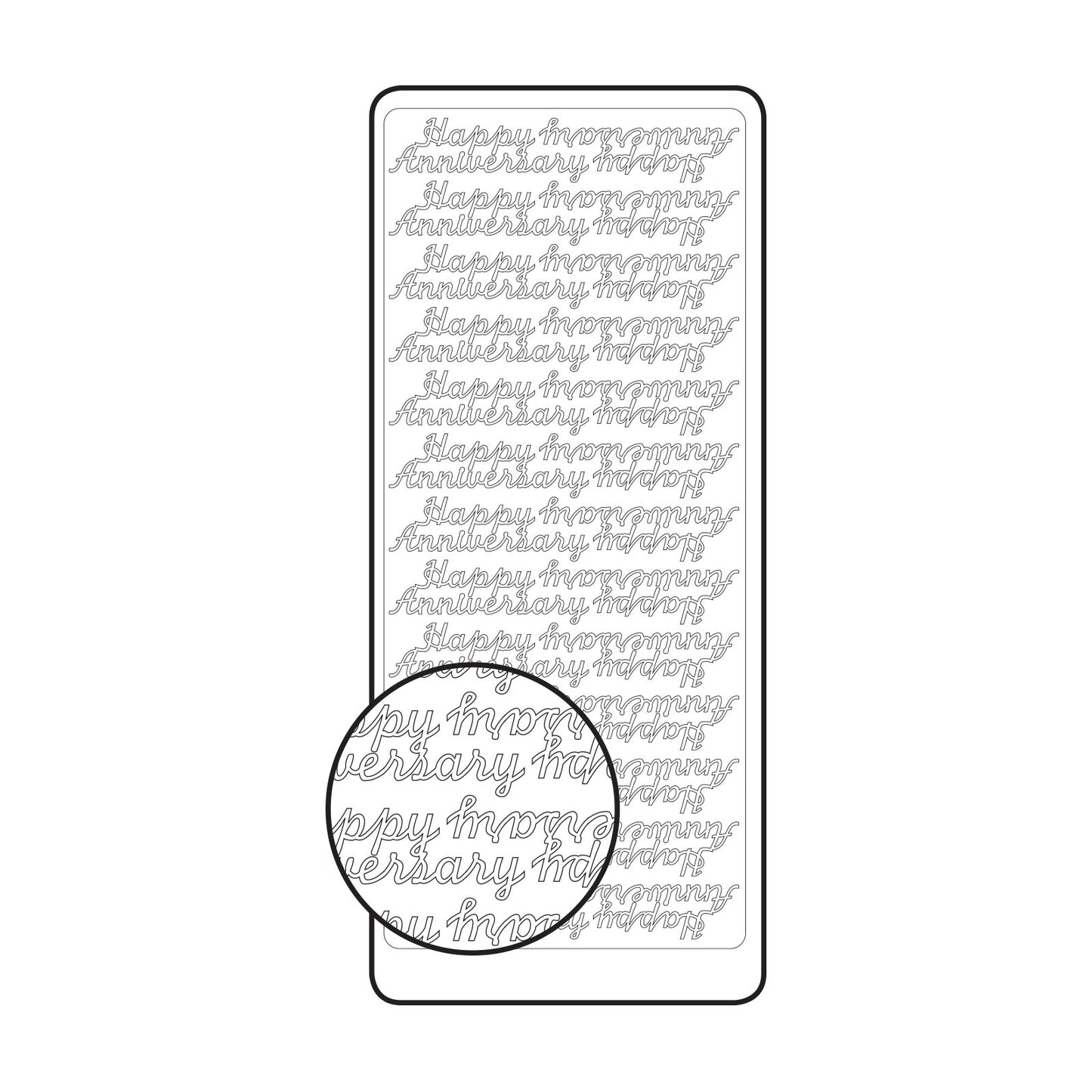 Vaessen creative • sticker 10x23cm 10pcs zilver happy anniversary