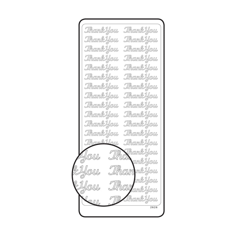 Vaessen creative • sticker 10x23cm 10pcs zilver thank you