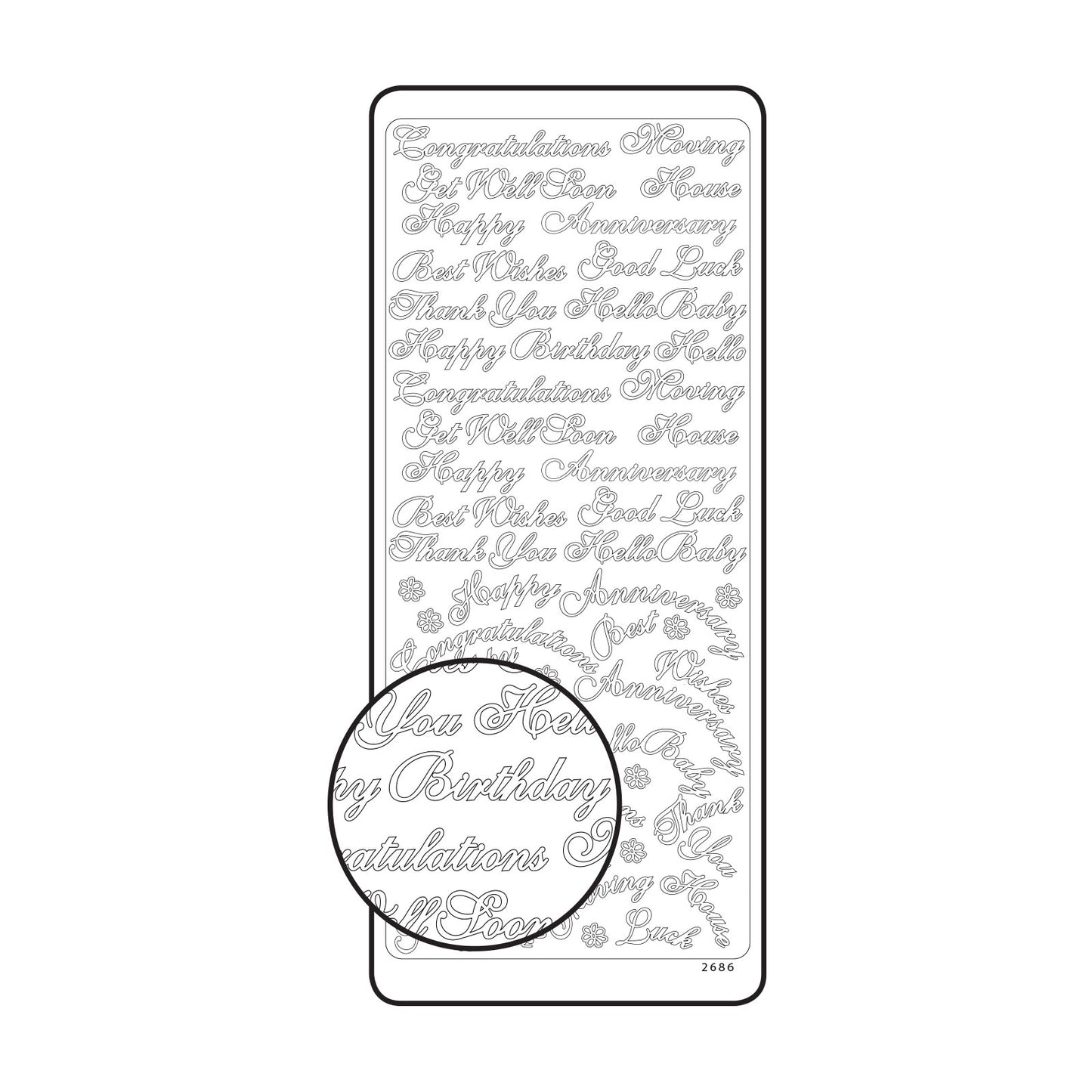 Vaessen creative • sticker 10x23cm 10pcs goud diverse engelse teksten