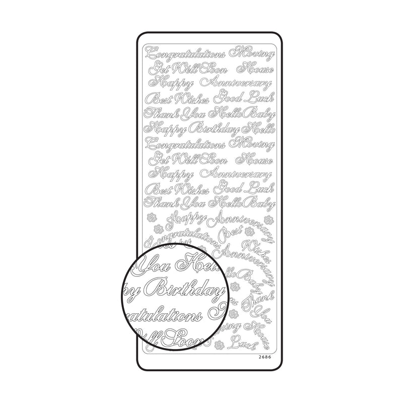 Vaessen creative • sticker 10x23cm 10pcs goud diverse engelse teksten