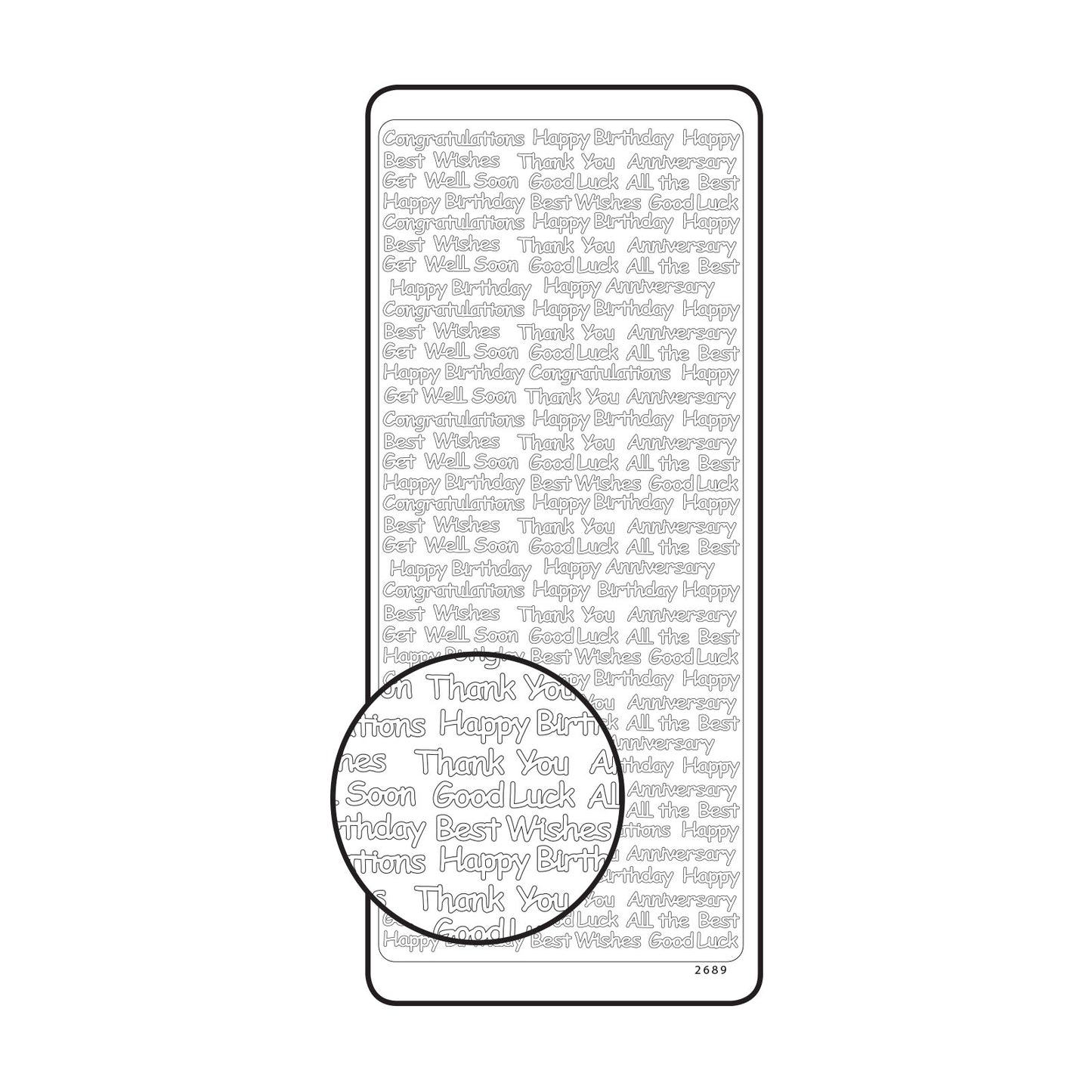 Vaessen creative • adesivo 10x23 cm 10 pezzi argento vari testi in inglese