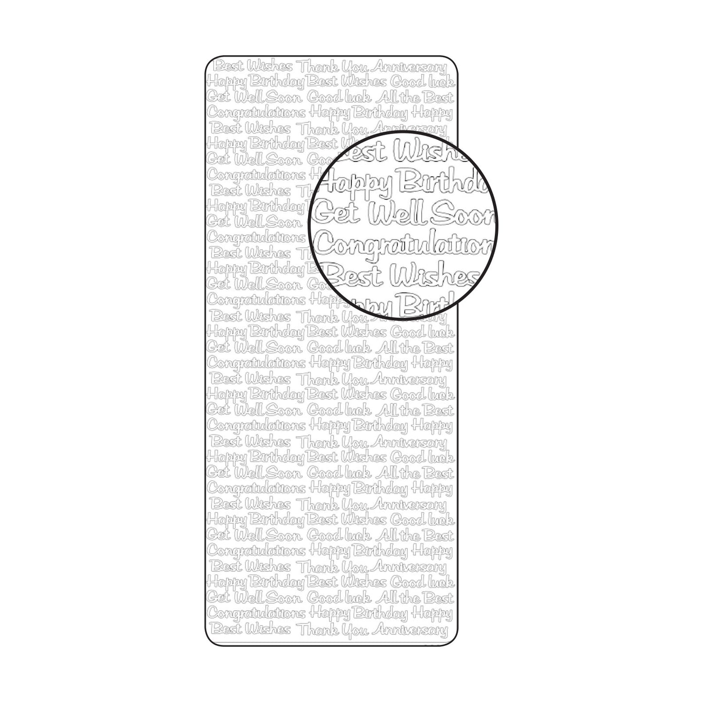 Vaessen creative • sticker 10x23cm 10pcs zilver diverse engelse teksten