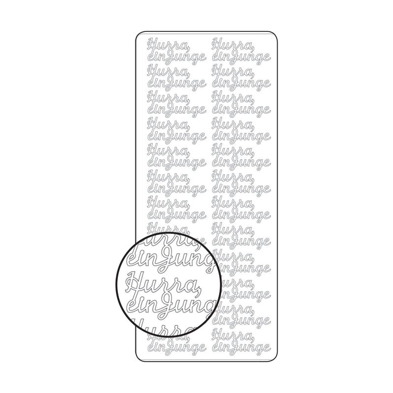 Vaessen creative • sticker 10x23cm 10pcs zilver hurra ein junge