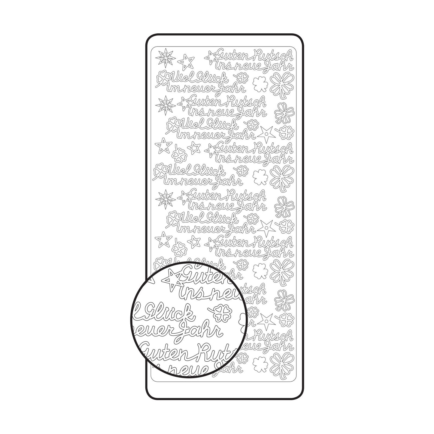 Vaessen creative • adesivo 10x23 cm 10 pezzi argento vari testi in tedesco