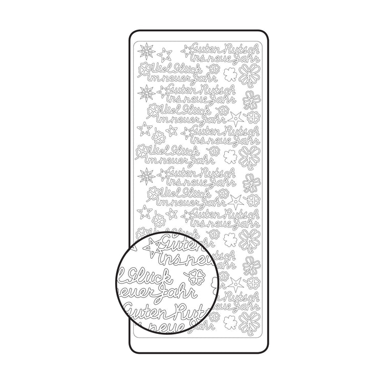 Vaessen creative • sticker 10x23cm 10pcs zilver diverse duitse teksten
