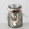 Boltze home theelichthouder glas met kerstdeco h16cm