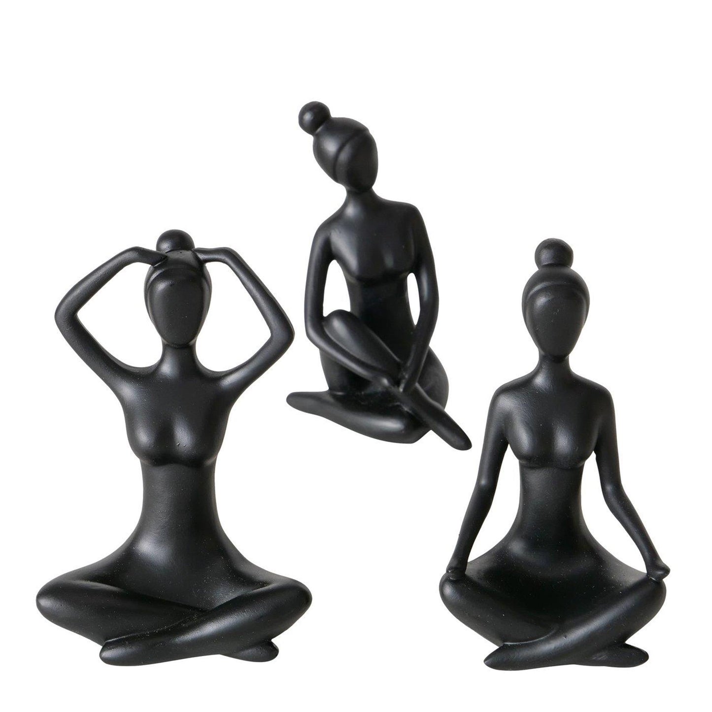Boltze home statua yoga donna ceramica nera h10cm