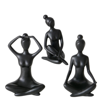 Boltze home statua yoga donna ceramica nera h10cm