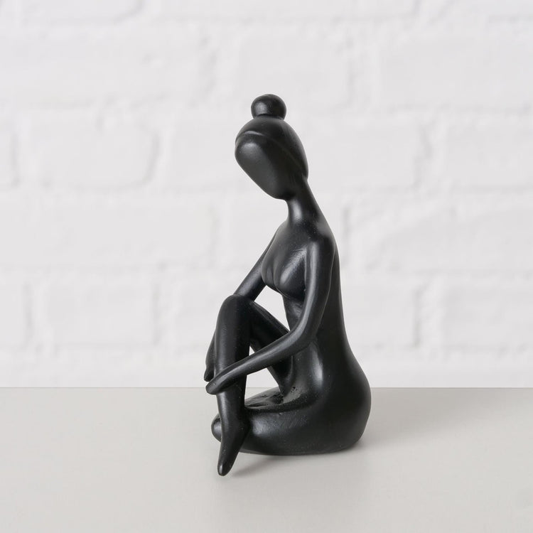 Boltze home statua yoga donna ceramica nera h10cm