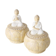 Boltze home voorraadpot 'jamory' polyresin dia.10x14cm off-white 2 assorti - afbeelding 1