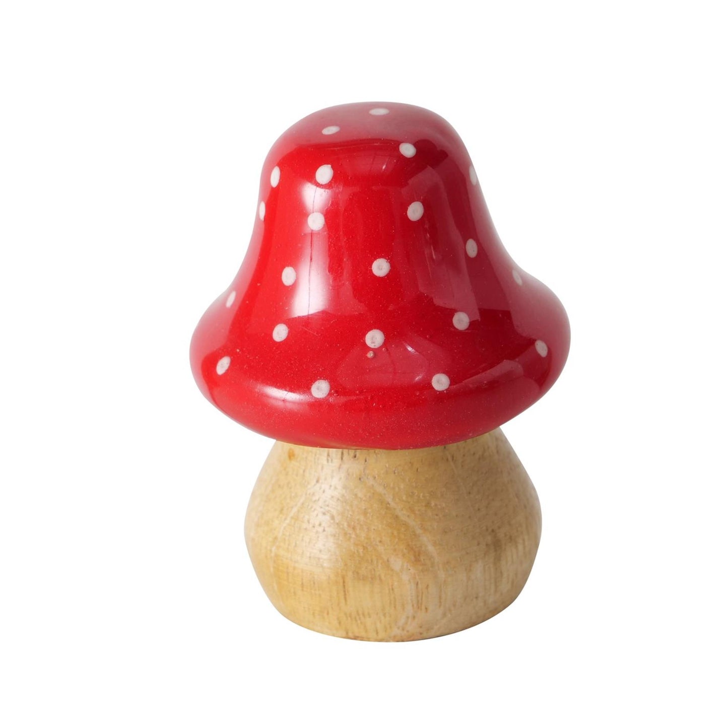 Boltze home statue mushroom mango wood dia.3.5x5cm red