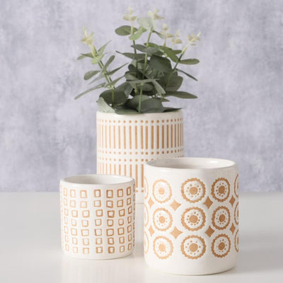 Set di vasi da fiori Boltze Home da 3 pezzi in terracotta con stampa